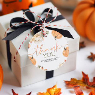 Little Pumpkin First Birthday Round Favour Tags