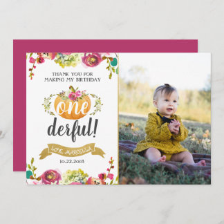 Little Pumpkin First Birthday Thank You Invitation