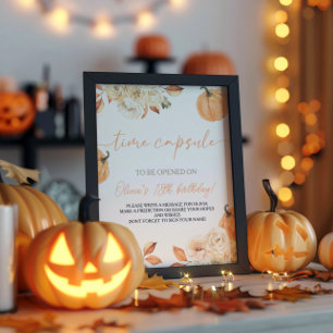 Little Pumpkin First Birthday Time Capsule Sign