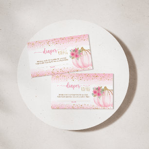 Little Pumpkin Floral Baby Girl Diaper Raffle Card