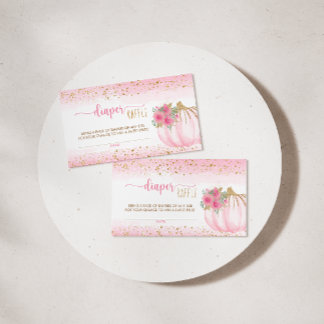 Little Pumpkin Floral Baby Girl Diaper Raffle Card