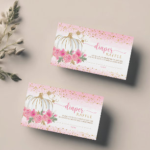 Little Pumpkin Floral Baby Girl Diaper Raffle Card