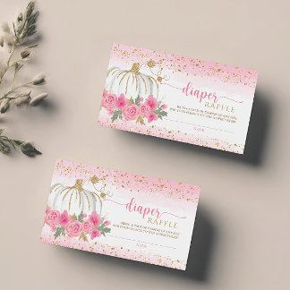 Little Pumpkin Floral Baby Girl Diaper Raffle Card