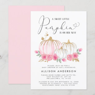 Little Pumpkin Floral Baby Girl Shower By Mail Invitation
