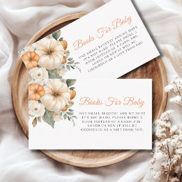 Little Pumpkin Floral Baby Shower Books For Baby Enclosure Card
