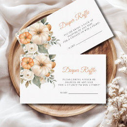 Little Pumpkin Floral Baby Shower Diaper Raffle Enclosure Card