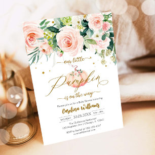 Little Pumpkin Floral Baby Shower Invitation