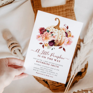 little pumpkin floral baby shower invitation