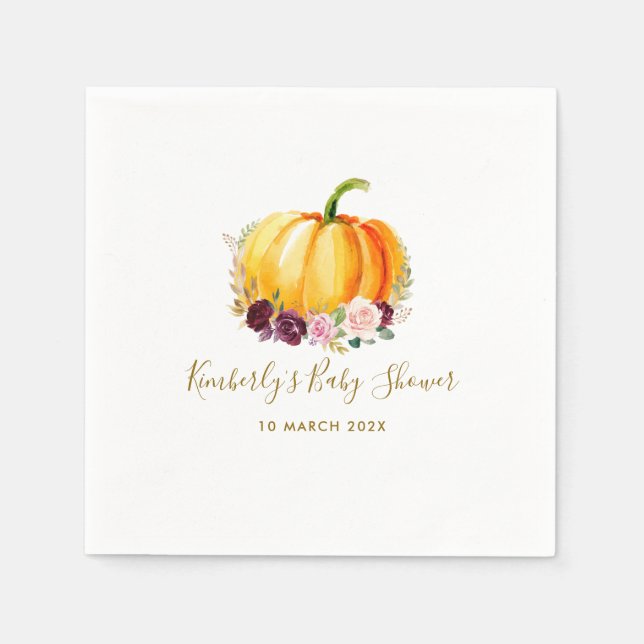 Little pumpkin floral baby shower napkin (Front)