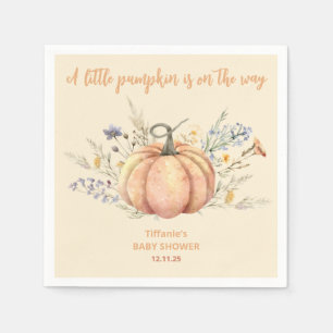 Little pumpkin floral baby shower Paper Plate Napkin