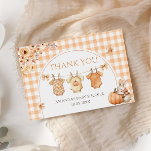 Little Pumpkin Floral Baby Shower Thank you card