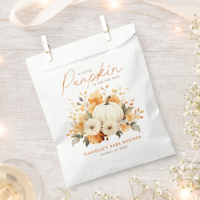 Little Pumpkin Floral Boho Botanical Baby Shower  Favour Bags (Clipped)