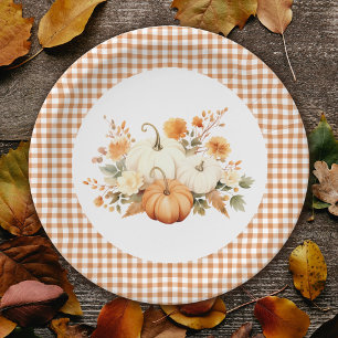 Little Pumpkin Floral Boho Botanical Baby Shower  Paper Plate