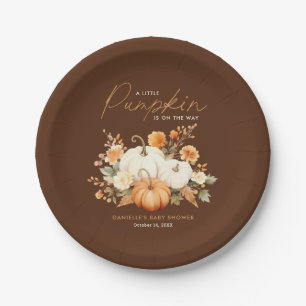 Little Pumpkin Floral Boho Botanical Baby Shower  Paper Plate