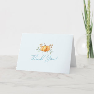 Little Pumpkin Floral Boy Baby Shower Thank You Card