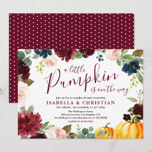 Little pumpkin floral couples shower invitation