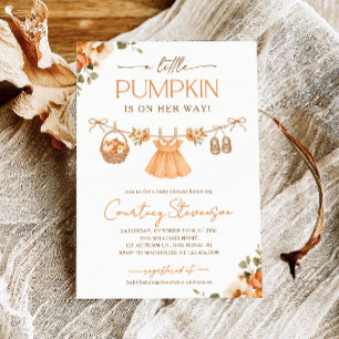 Little Pumpkin Floral Fall Baby Shower Invitation