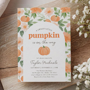 Little Pumpkin Floral Fall Baby Shower Invitation