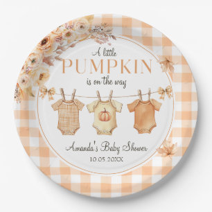 Little Pumpkin Floral Fall Baby Shower Paper Plate