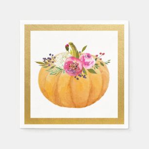 Little Pumpkin Floral Fall Napkins