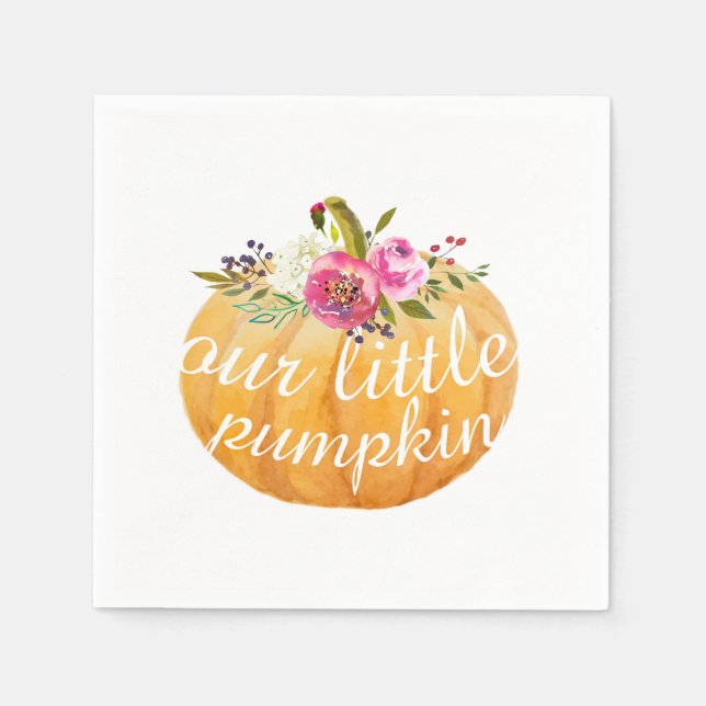 Little Pumpkin Floral Fall Napkins (Front)