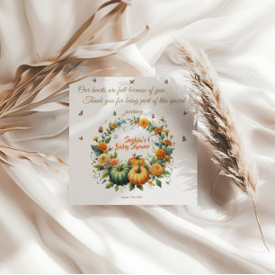 Little Pumpkin Floral Fall Thank you card