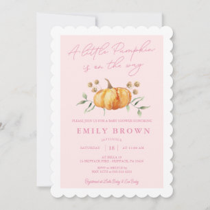 Little Pumpkin Floral Girl Baby Shower Invitation