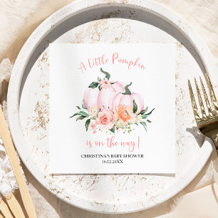 Little Pumpkin Floral Girl Baby Shower Napkin
