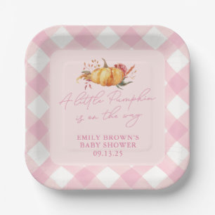 Little Pumpkin Floral Girl Baby Shower Paper Plate