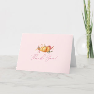 Little Pumpkin Floral Girl Baby Shower Thank You Card