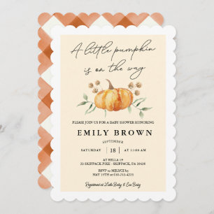 Little Pumpkin Floral Neutral Baby Shower Invitation
