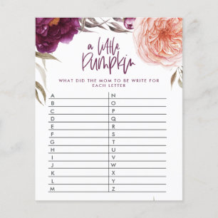 Little pumpkin floral shower game guess the word flyer