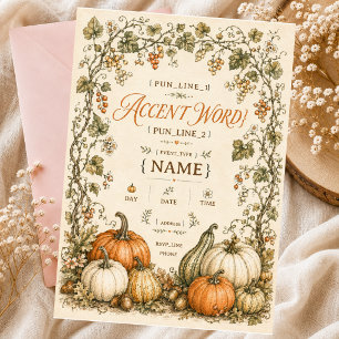 little pumpkin folk art invitation