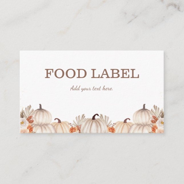 Little Pumpkin Food Label Buffet Card (Front)