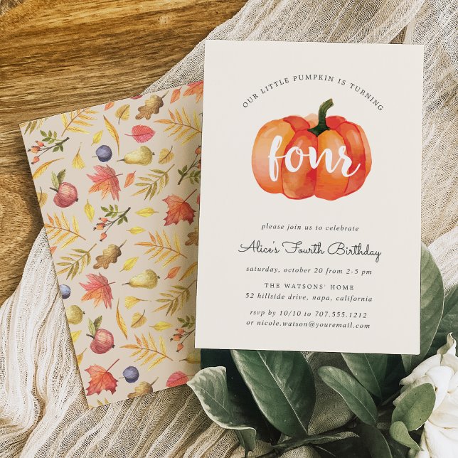 Little Pumpkin Fourth Birthday Party Invitation (Creator Uploaded)