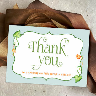 Little Pumpkin Gender Neutral Baby Shower Fall Thank You Card