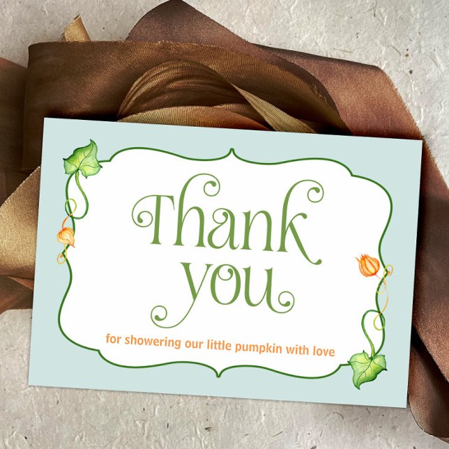 Little Pumpkin Gender Neutral Baby Shower Fall Thank You Card (Little Pumpkin on the Way Autumn Fairytale Baby Shower Thank You Card)