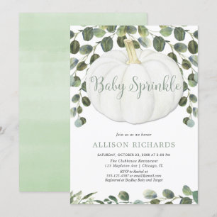 Little pumpkin gender neutral baby sprinkle invitation