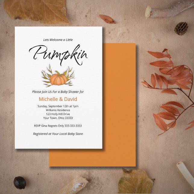 Little Pumpkin Gender Neutral Couples Fall Colours Invitation (Creator Uploaded)