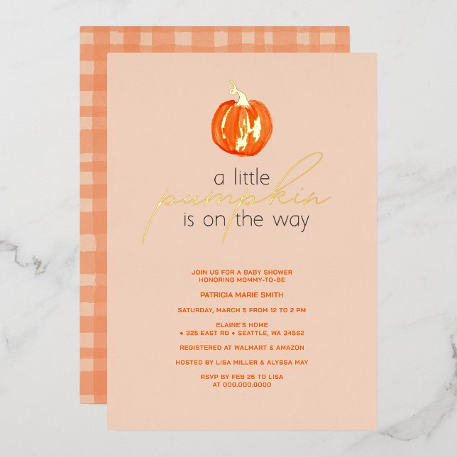 Little Pumpkin Gender Neutral Fall Baby Shower (Front/Back)