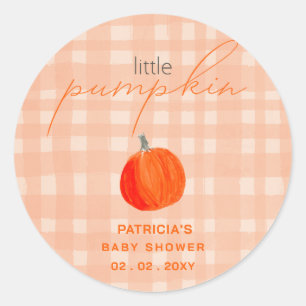 Little Pumpkin Gender Neutral Fall Baby Shower Classic Round Sticker