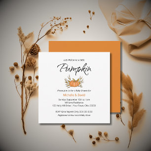 Little Pumpkin Gender Neutral Fall Baby Shower Invitation