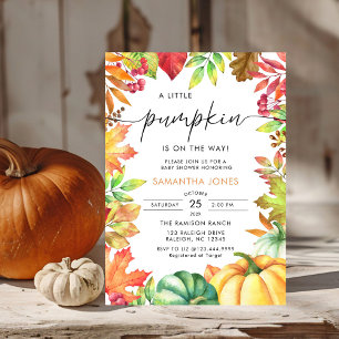Little Pumpkin Gender Neutral Fall Baby Shower  Invitation