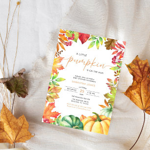 Little Pumpkin Gender Neutral Fall Baby Shower  Invitation