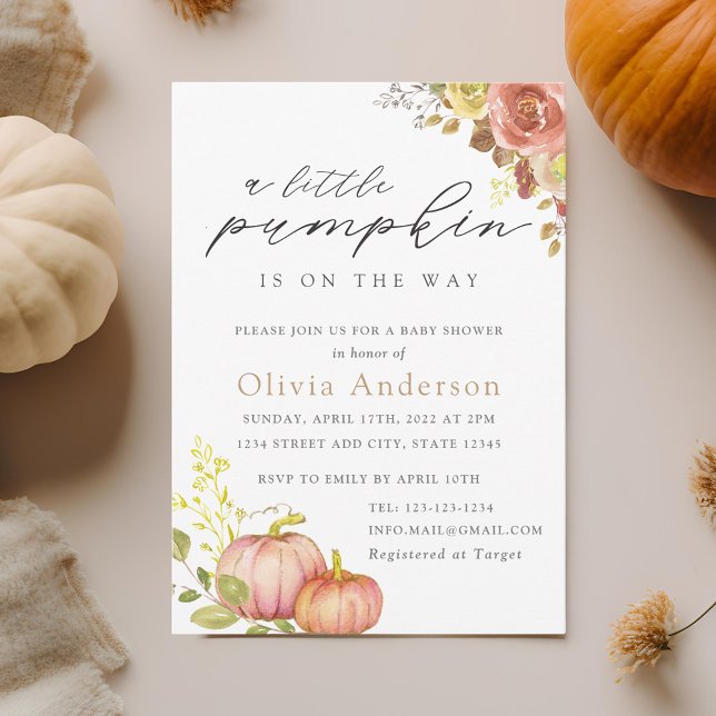Little Pumpkin Gender Neutral Fall Baby Shower Invitation (Creator Uploaded)