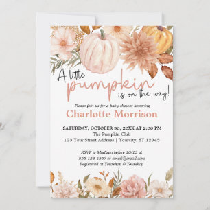 Little Pumpkin Gender Neutral Fall Baby Shower Invitation