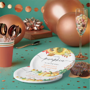 Little Pumpkin Gender Neutral Fall Baby Shower Paper Plate