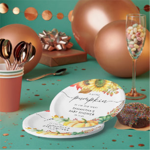 Little Pumpkin Gender Neutral Fall Baby Shower Paper Plate
