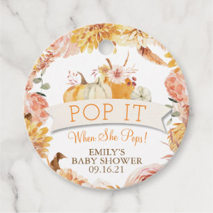 Little Pumpkin Gender Neutral Pop it When She Pops Favour Tags