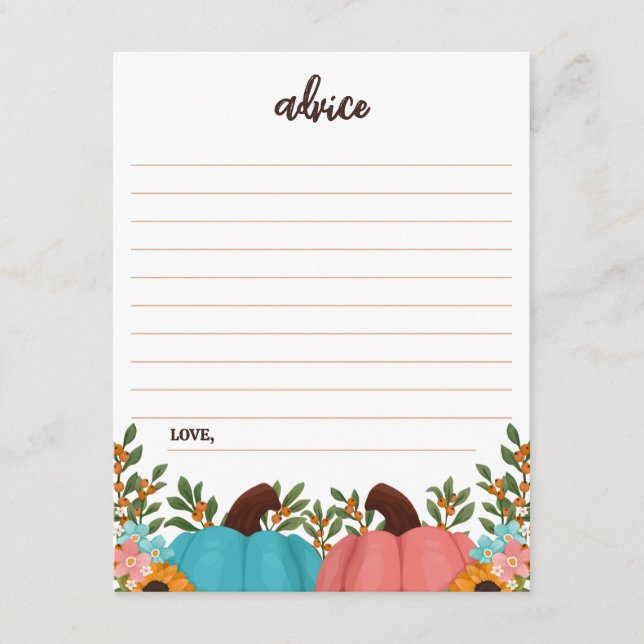 Little Pumpkin Gender Reveal Advice  Enclosure Card (Front)